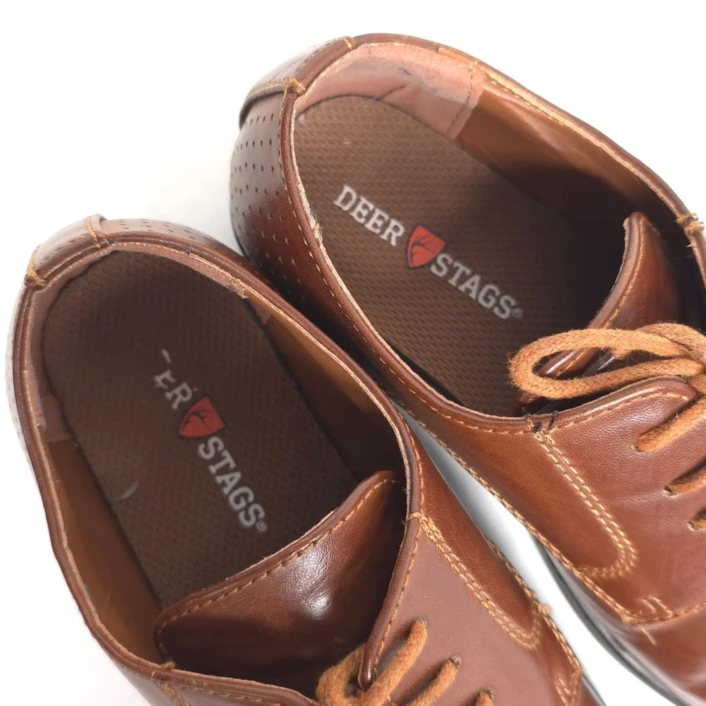 DEER STAGS Kids Boys Brown Oxford Dress Shoes Size 2M Lace Up Performance 21222‎